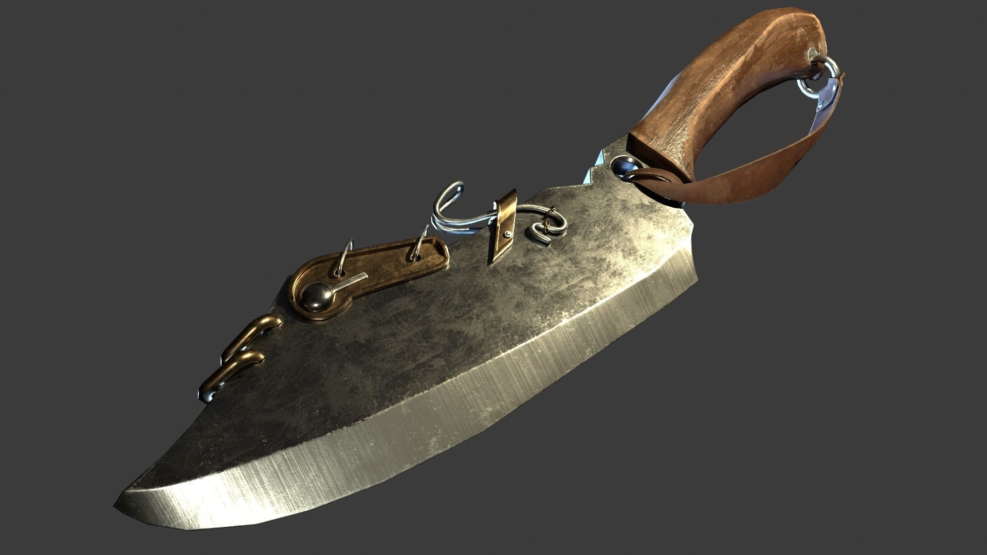 Butcher knife ready for gamedev Low-poly 3D model_4