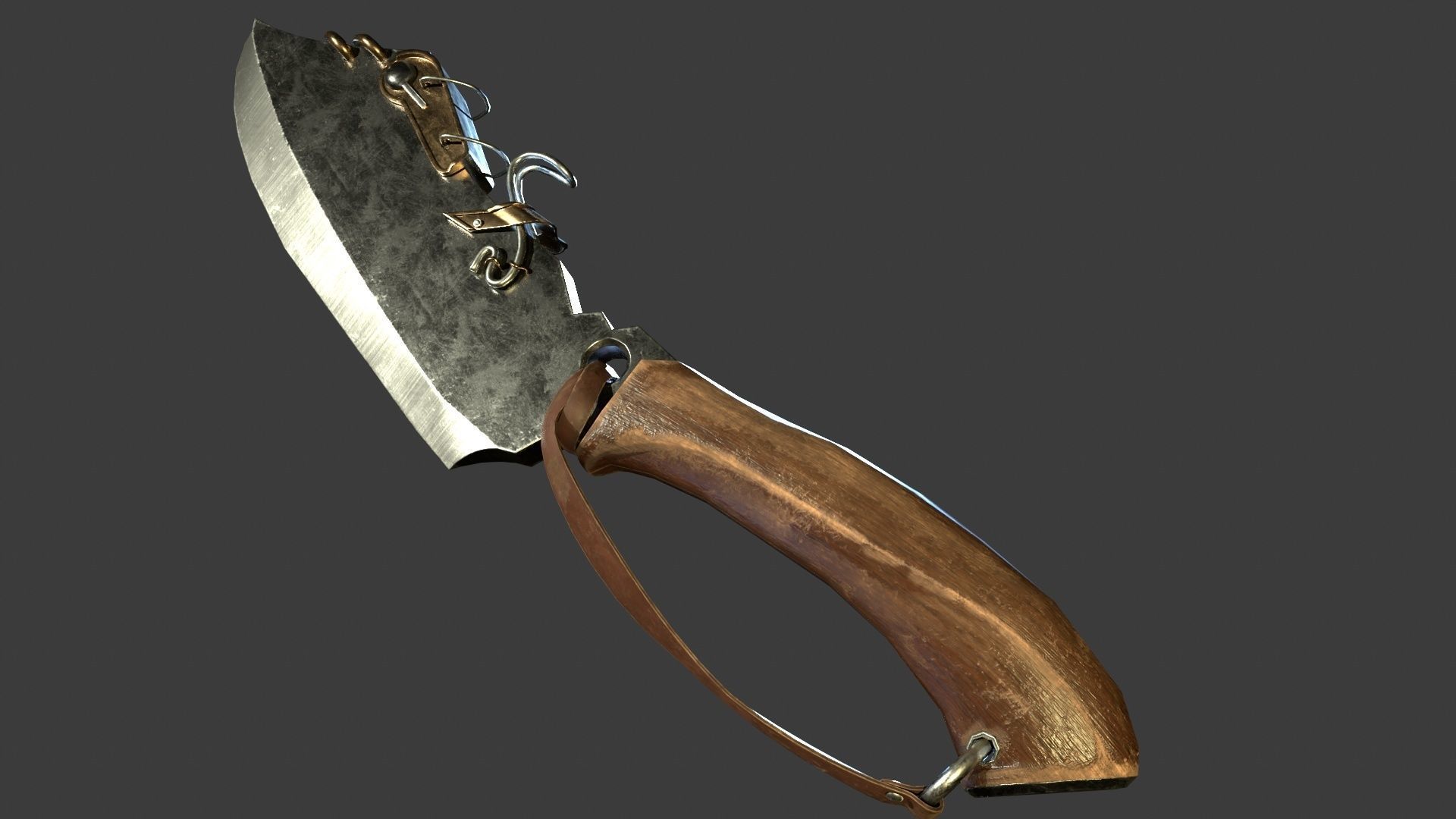 Butcher knife ready for gamedev Low-poly 3D model_5