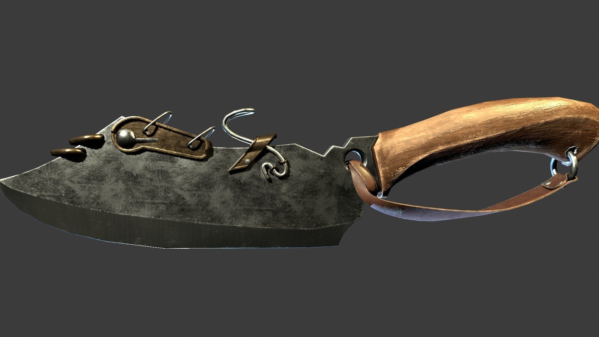 Butcher knife ready for gamedev Low-poly 3D model_7