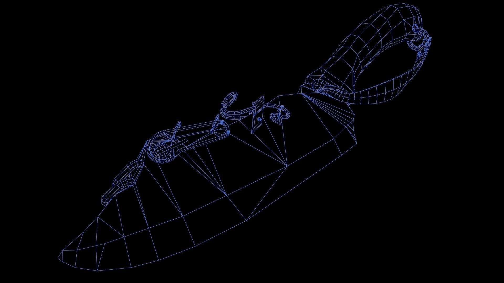 Butcher knife ready for gamedev Low-poly 3D model_9