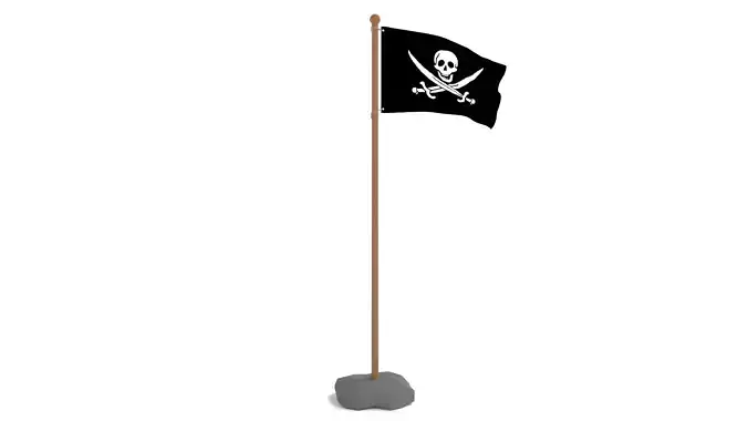 Low Poly Seamless Animated Pirate Flag Low-poly 3D model