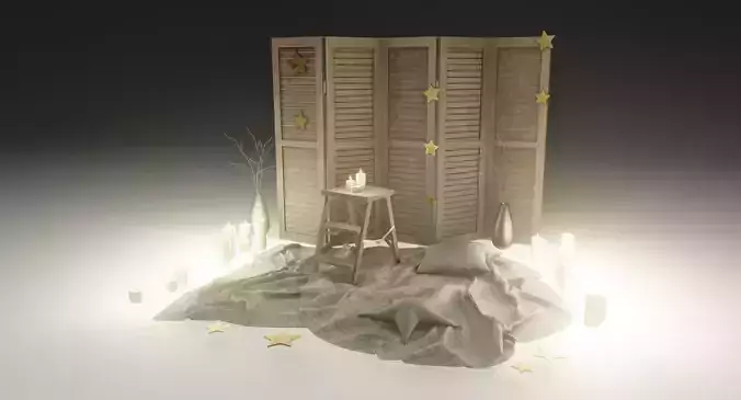 Sakamae Set room with candles and stars