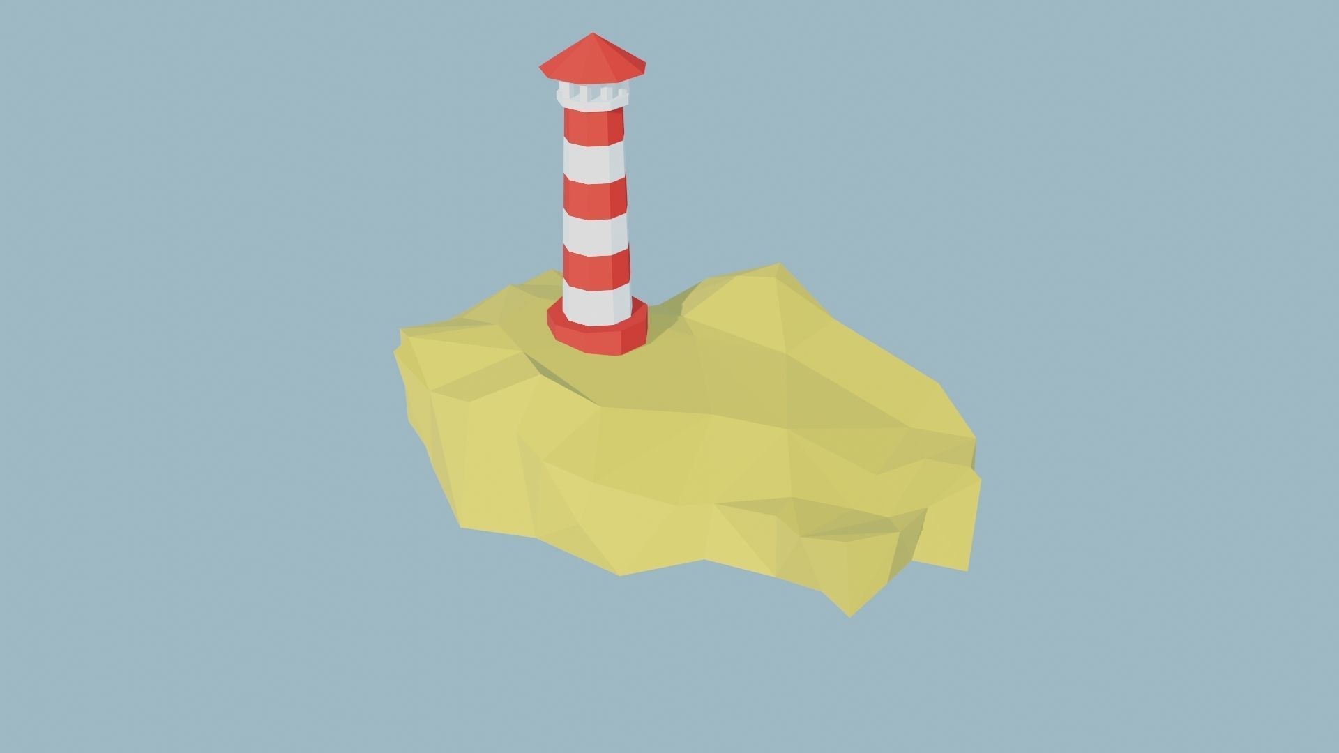 Low Poly Lighthouse island with Low-poly 3D model_1