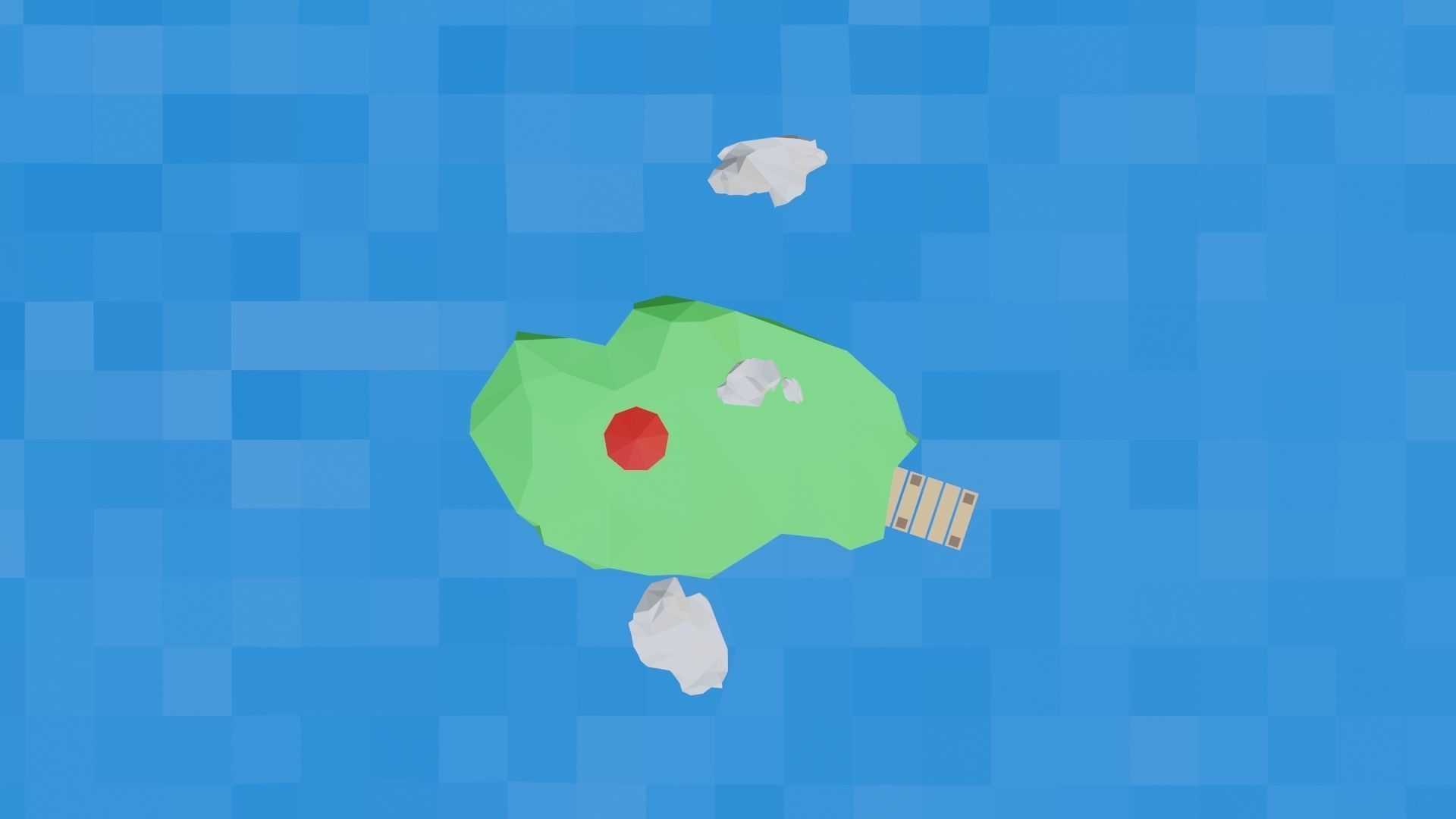 Low Poly Lighthouse island with Low-poly 3D model_4