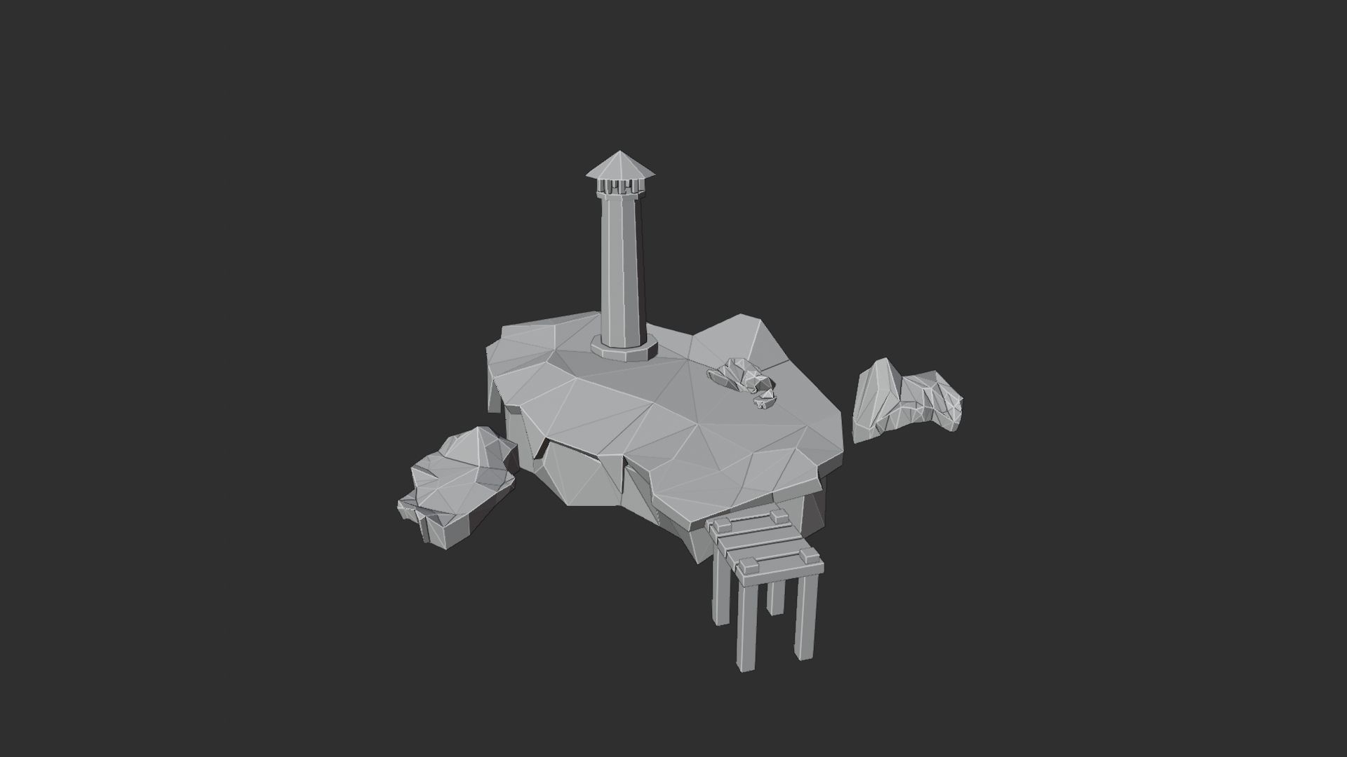 Low Poly Lighthouse island with Low-poly 3D model_7