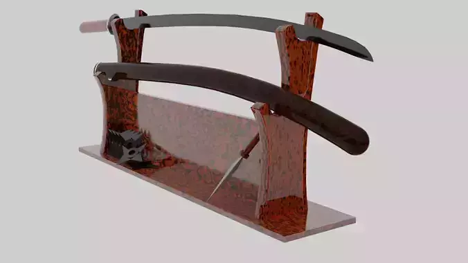 Japanese Old combat weapons Low-poly 3D model
