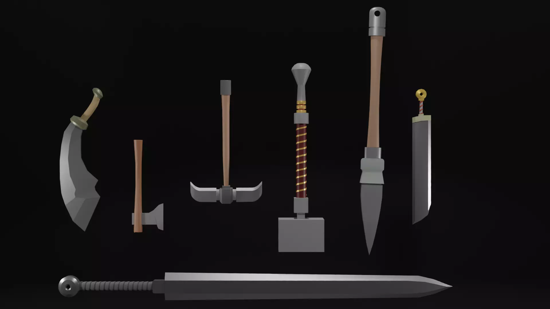 Swords axe 3D model_0