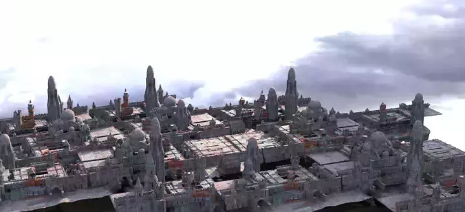 Sci fi city Blocks with Domes  3D model