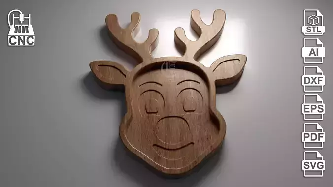 Reindeer Tray - 3D STL file and vector files  for CNC 