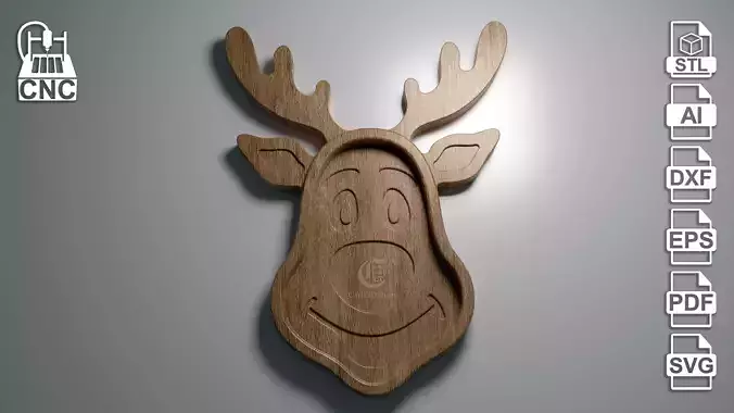 Rudolph Tray - 3D STL file and vector files for CNC 