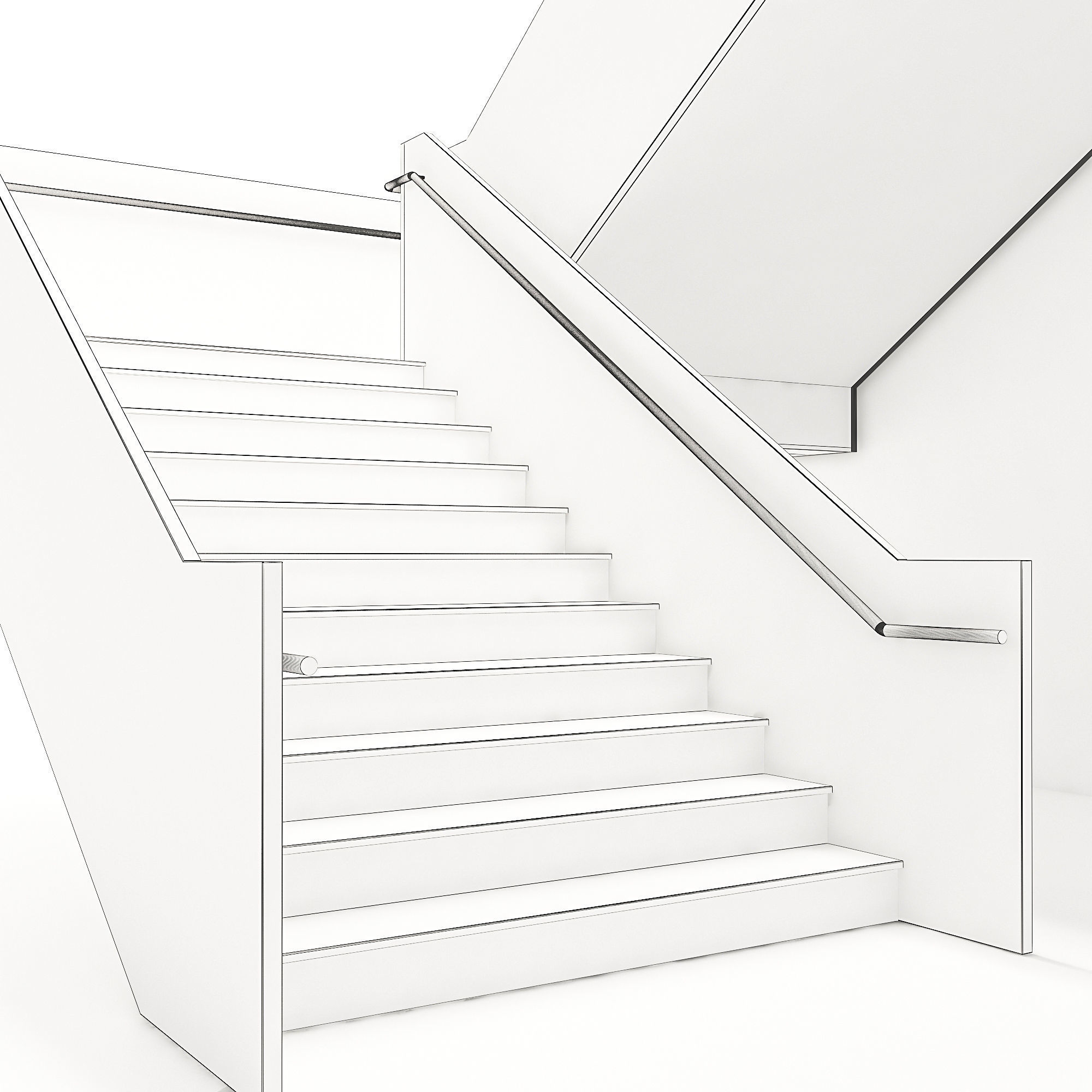 Modern stair 3D model_2