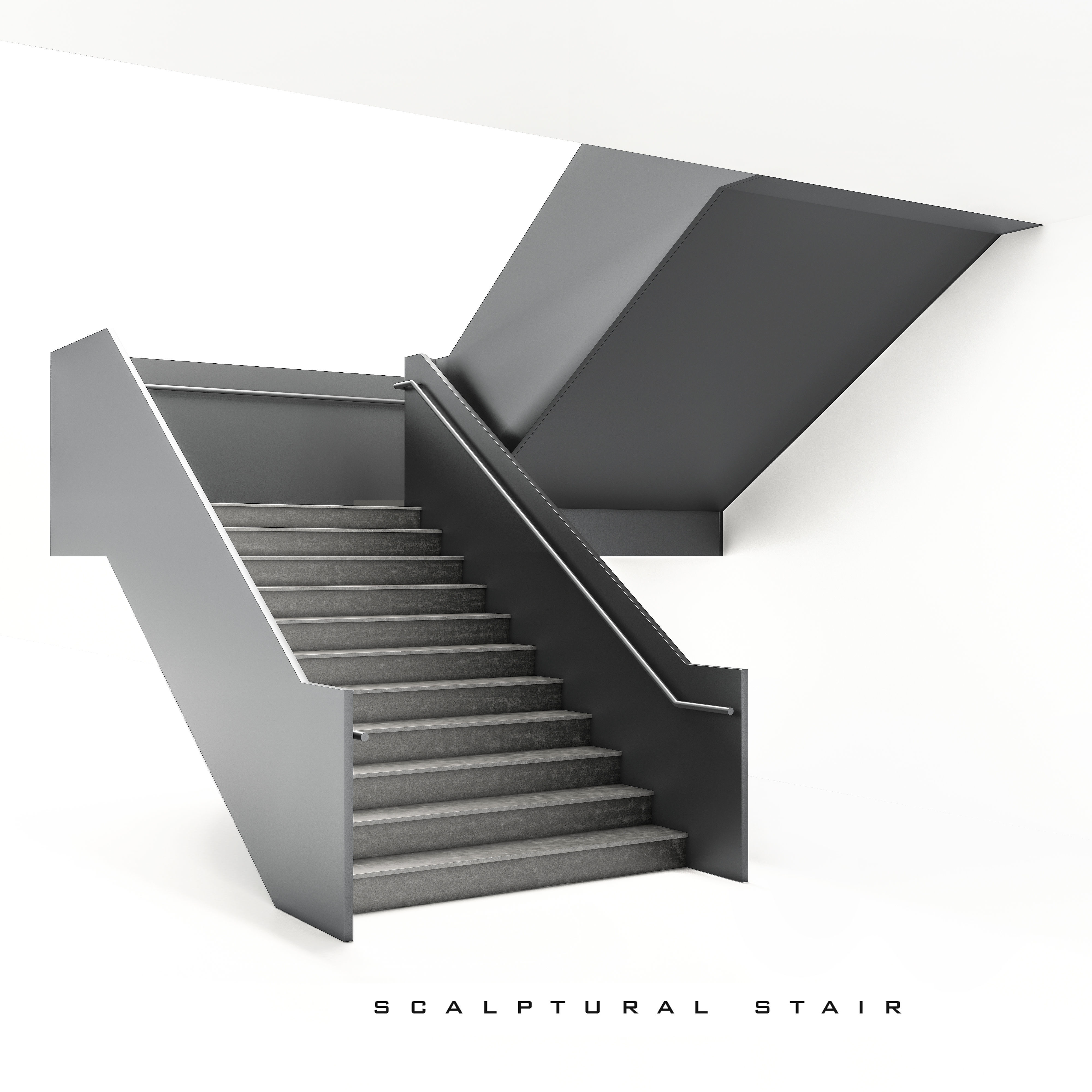 Modern stair 3D model_1