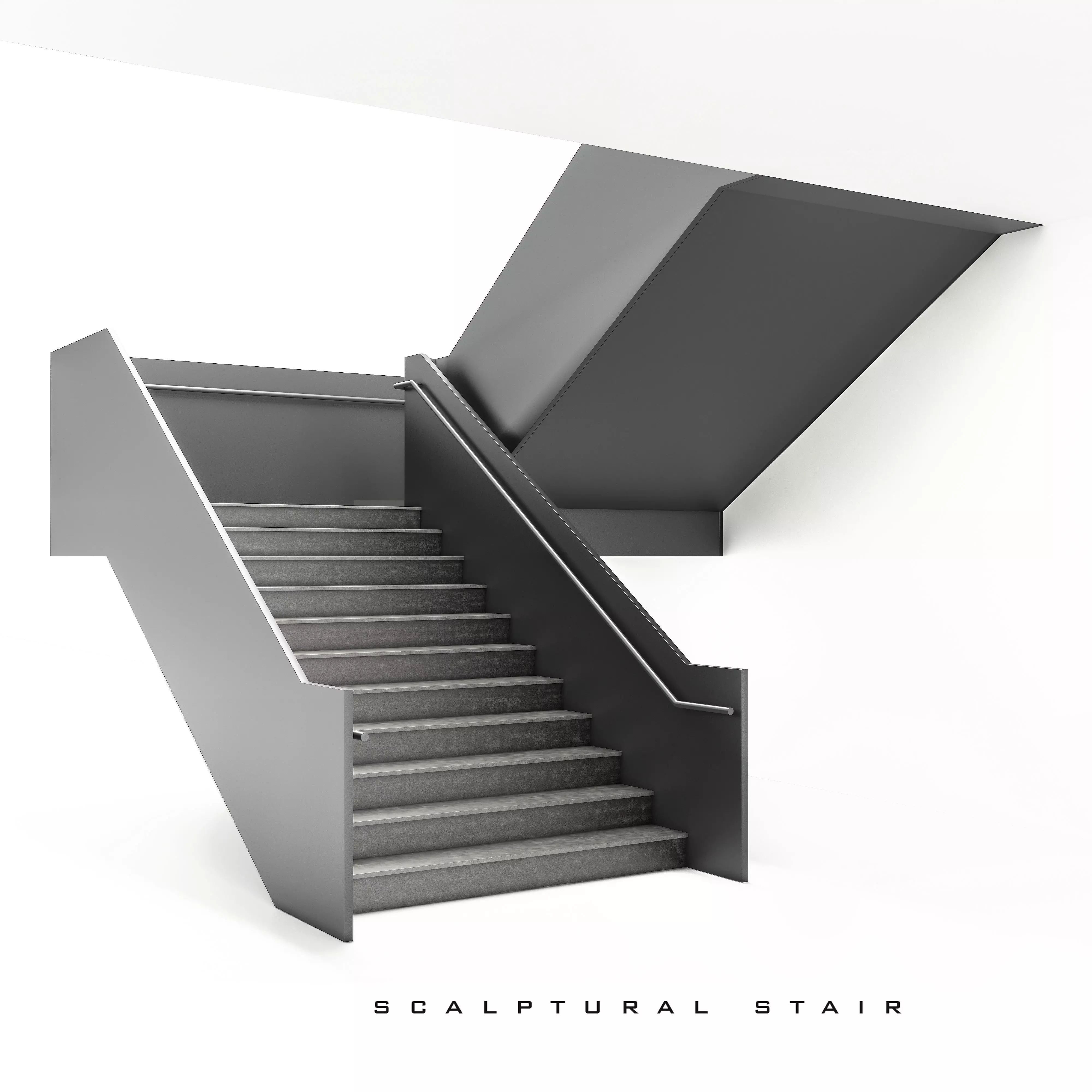 Modern stair 3D model_0