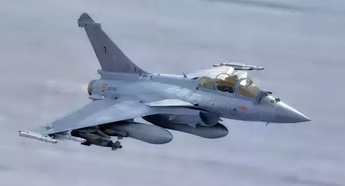 Dassault Rafale M - Fully Rigged - with high resolution Textures Low-poly 3D model