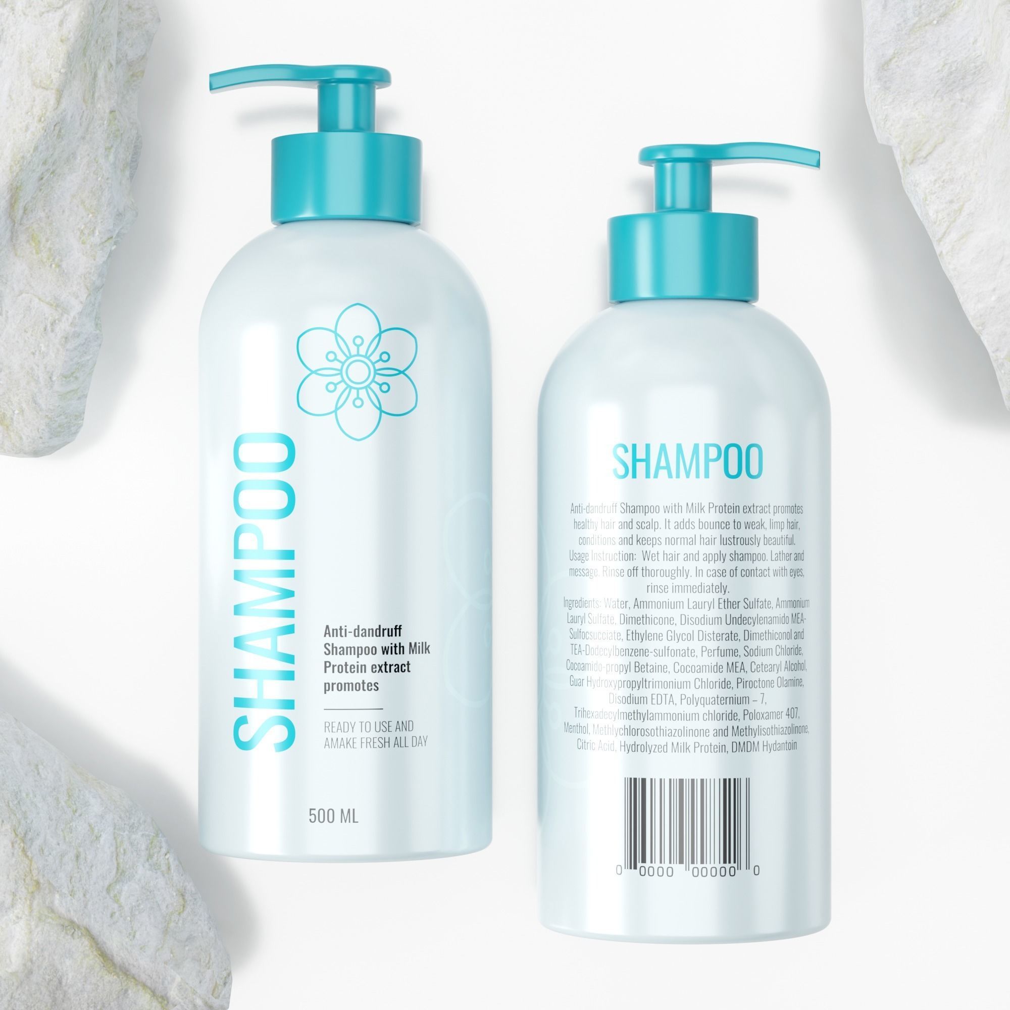 Premium Shampoo Packaging with Nature Podium Texture_1