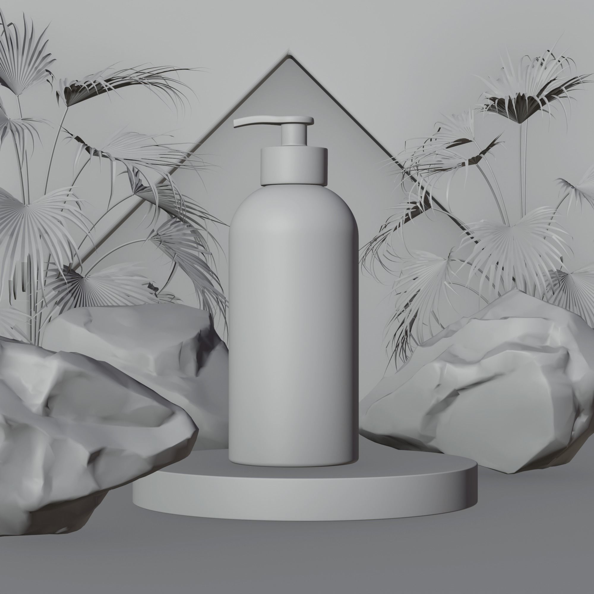 Premium Shampoo Packaging with Nature Podium Texture_2