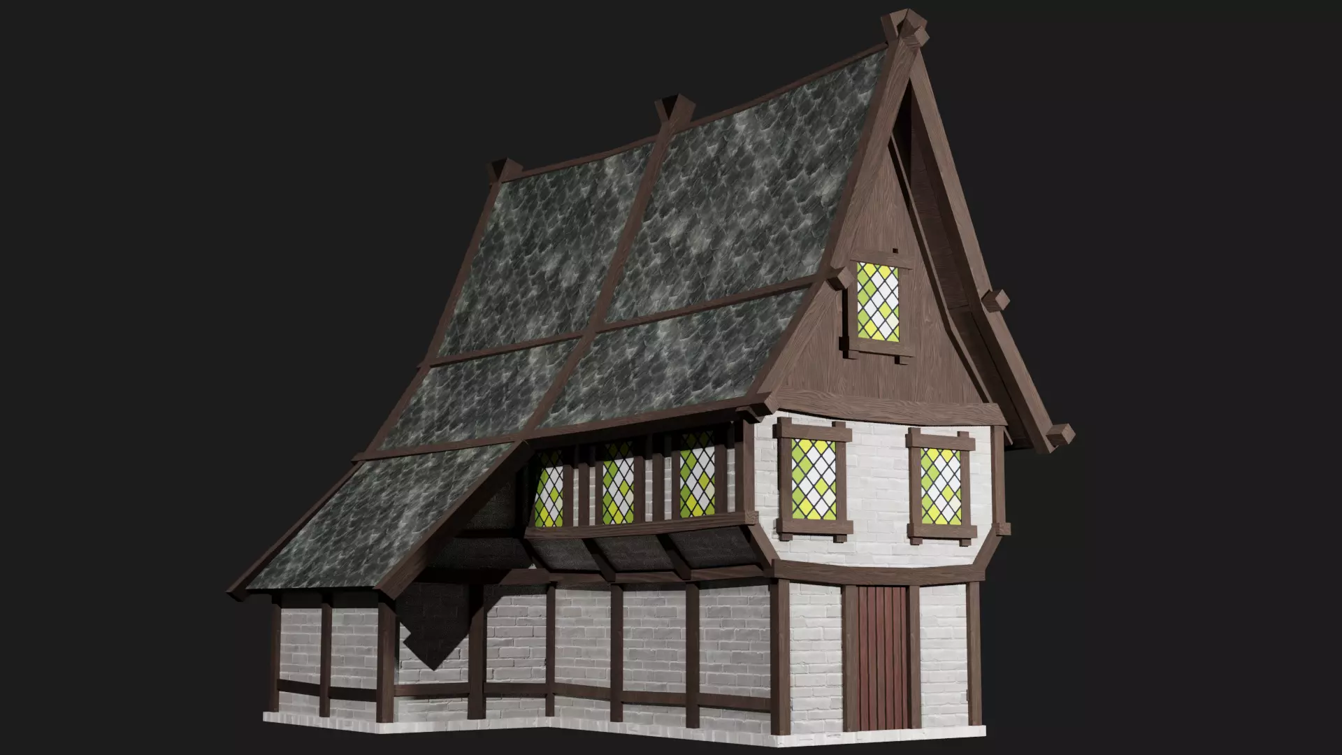 Medieval house  Free low-poly 3D model_0
