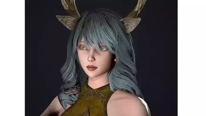 Forest Satyr Girl - Game Ready Low-poly 3D model