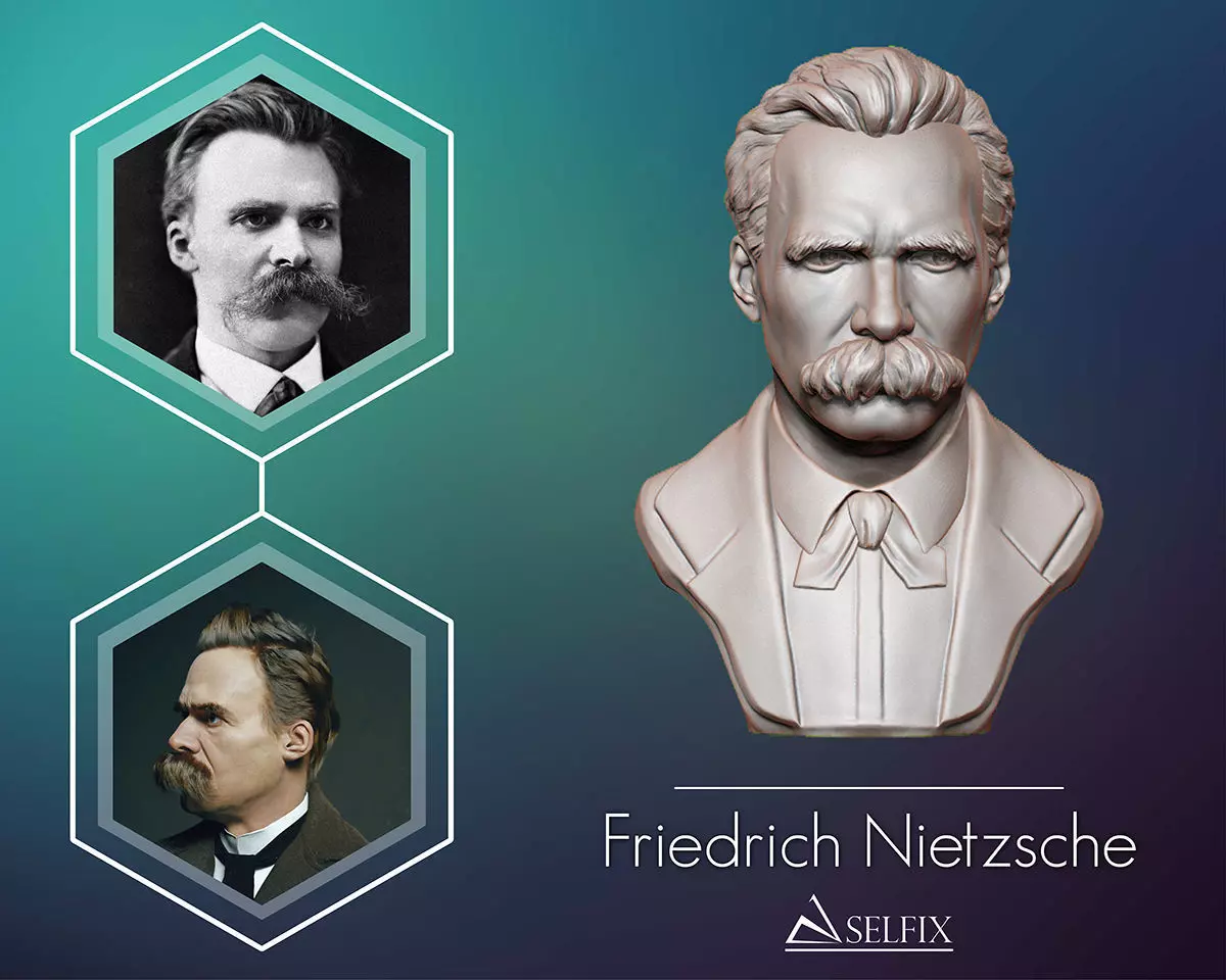 Friedrich Nietzsche 3D printable sculpture 3D print model_0