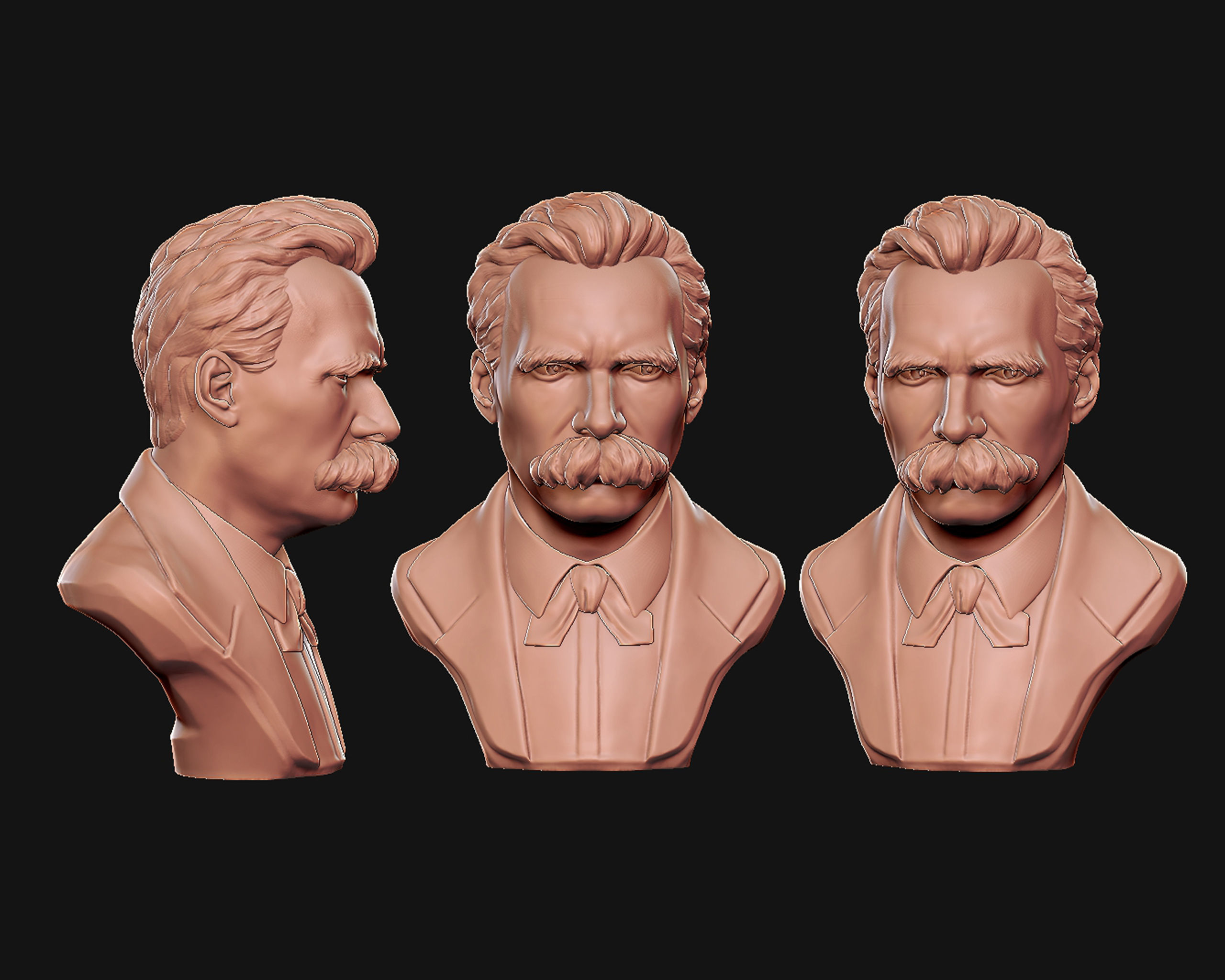 Friedrich Nietzsche 3D printable sculpture 3D print model_5