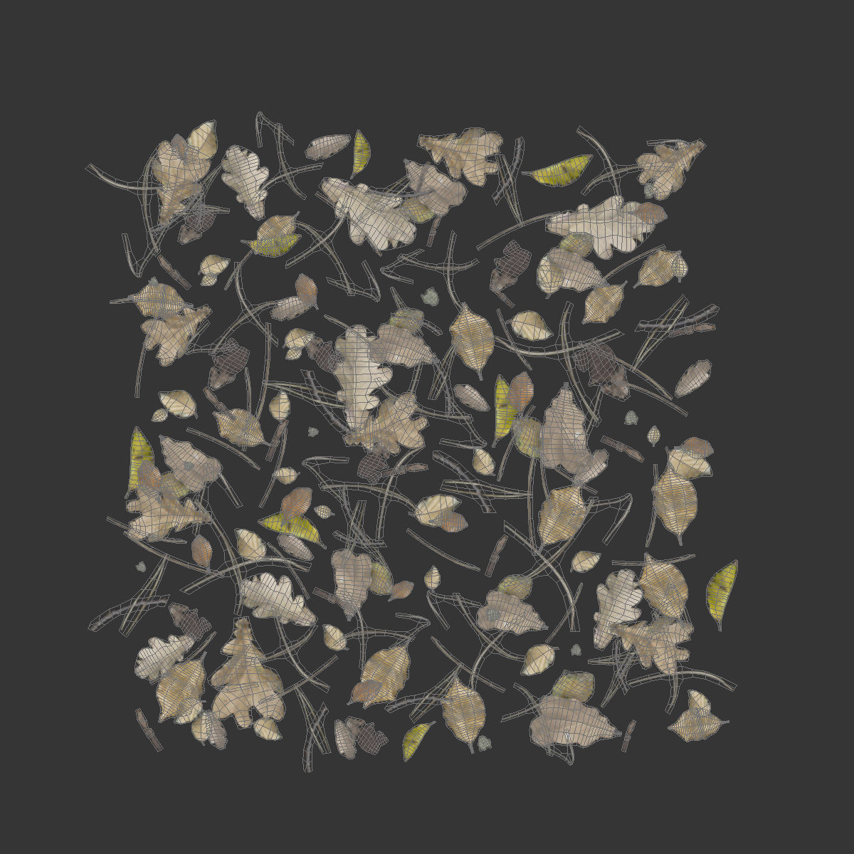 Autumn yellow leaves 3D model_7