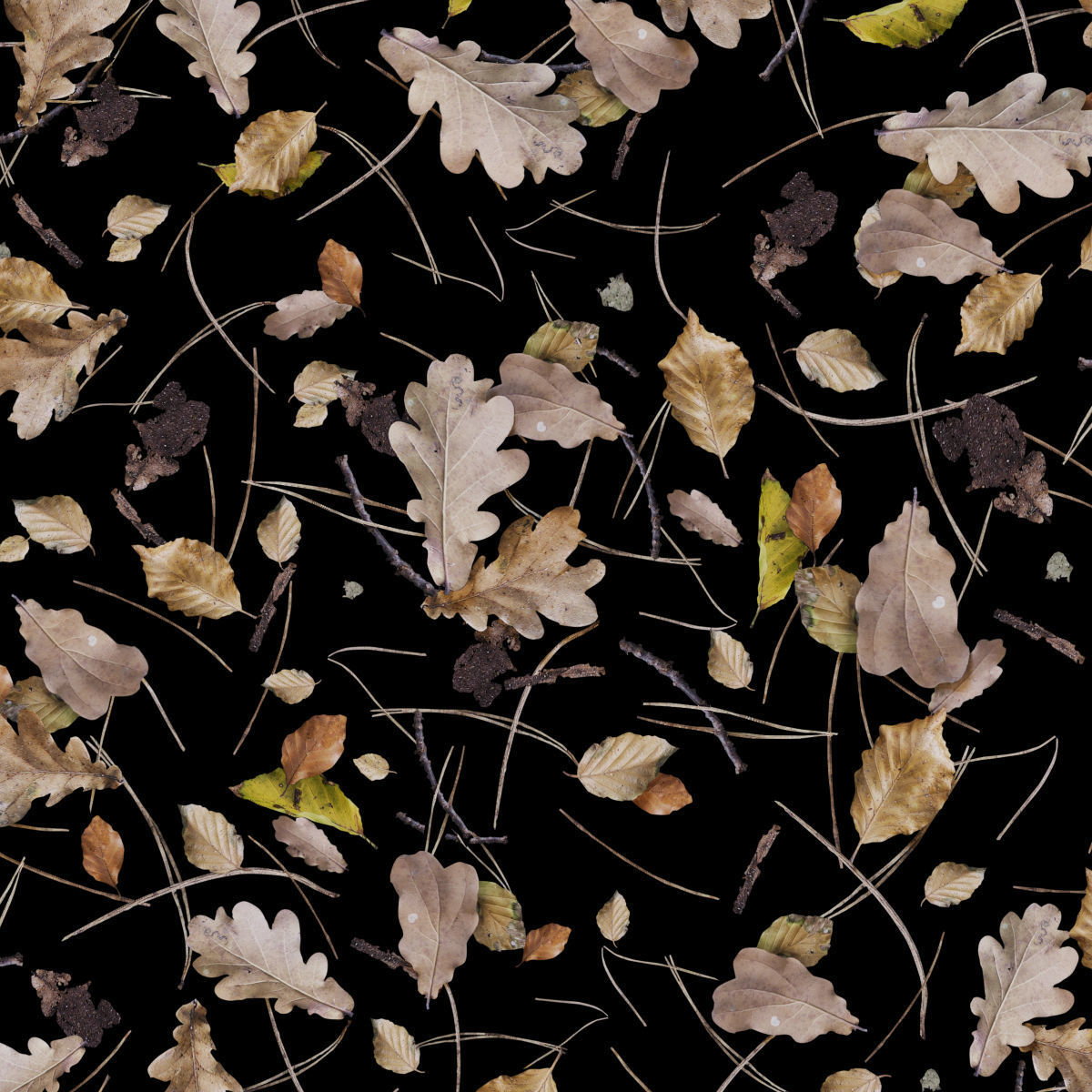 Autumn yellow leaves 3D model_2