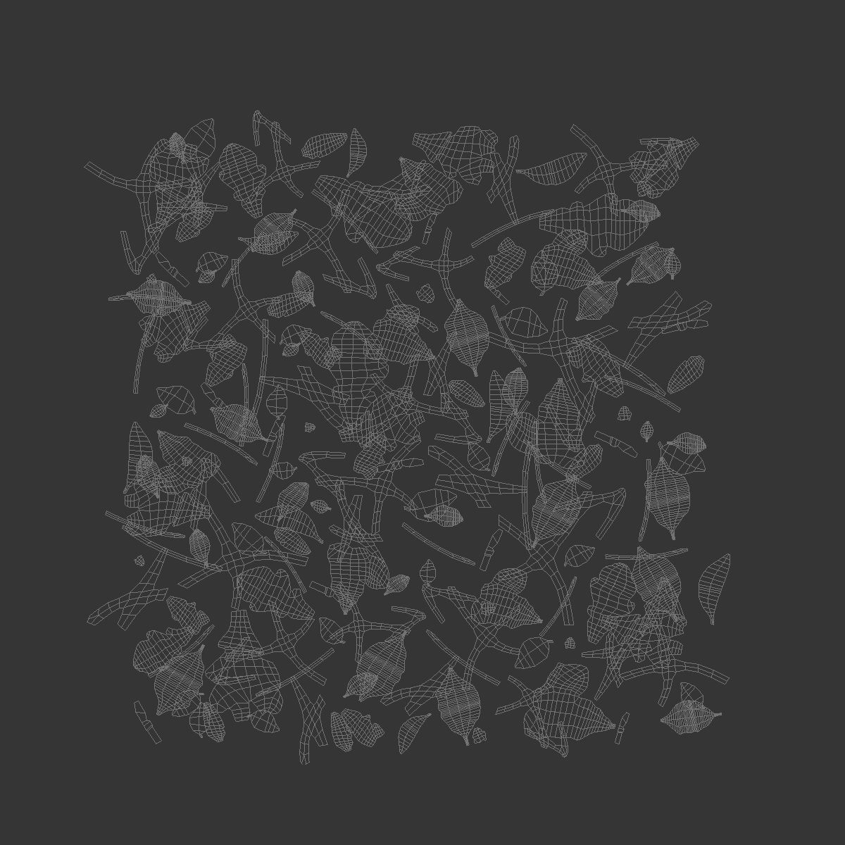 Autumn yellow leaves 3D model_9