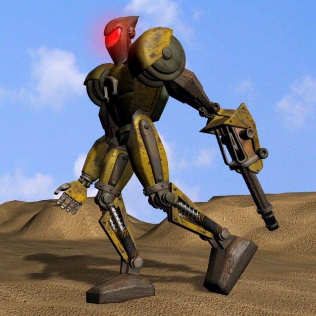 Sand Marauder Robot Character Rigged Low-poly 3D model_1