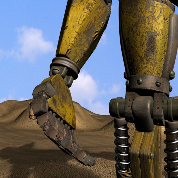 Sand Marauder Robot Character Rigged Low-poly 3D model_4