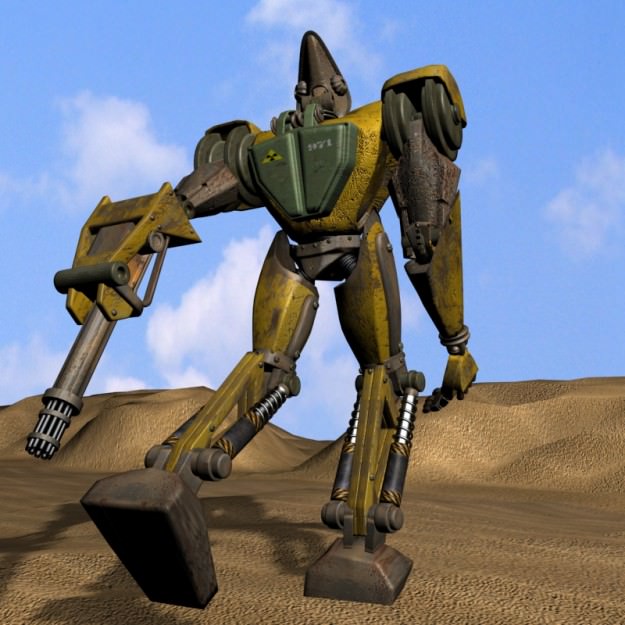 Sand Marauder Robot Character Rigged Low-poly 3D model_2