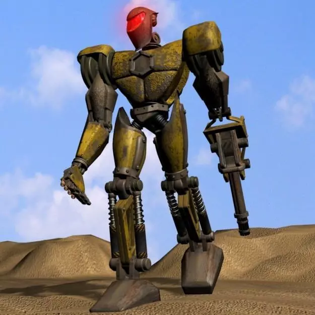 Sand Marauder Robot Character Rigged Low-poly 3D model_0