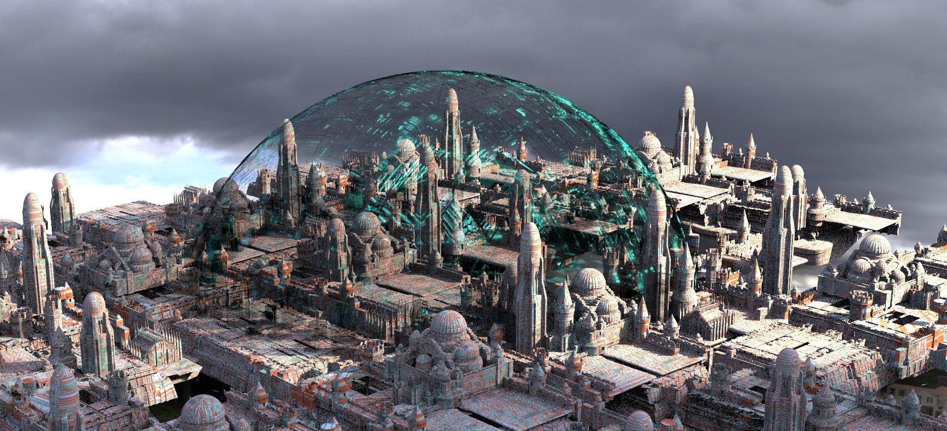 Sci fi city Energy Barrier 3D model_1