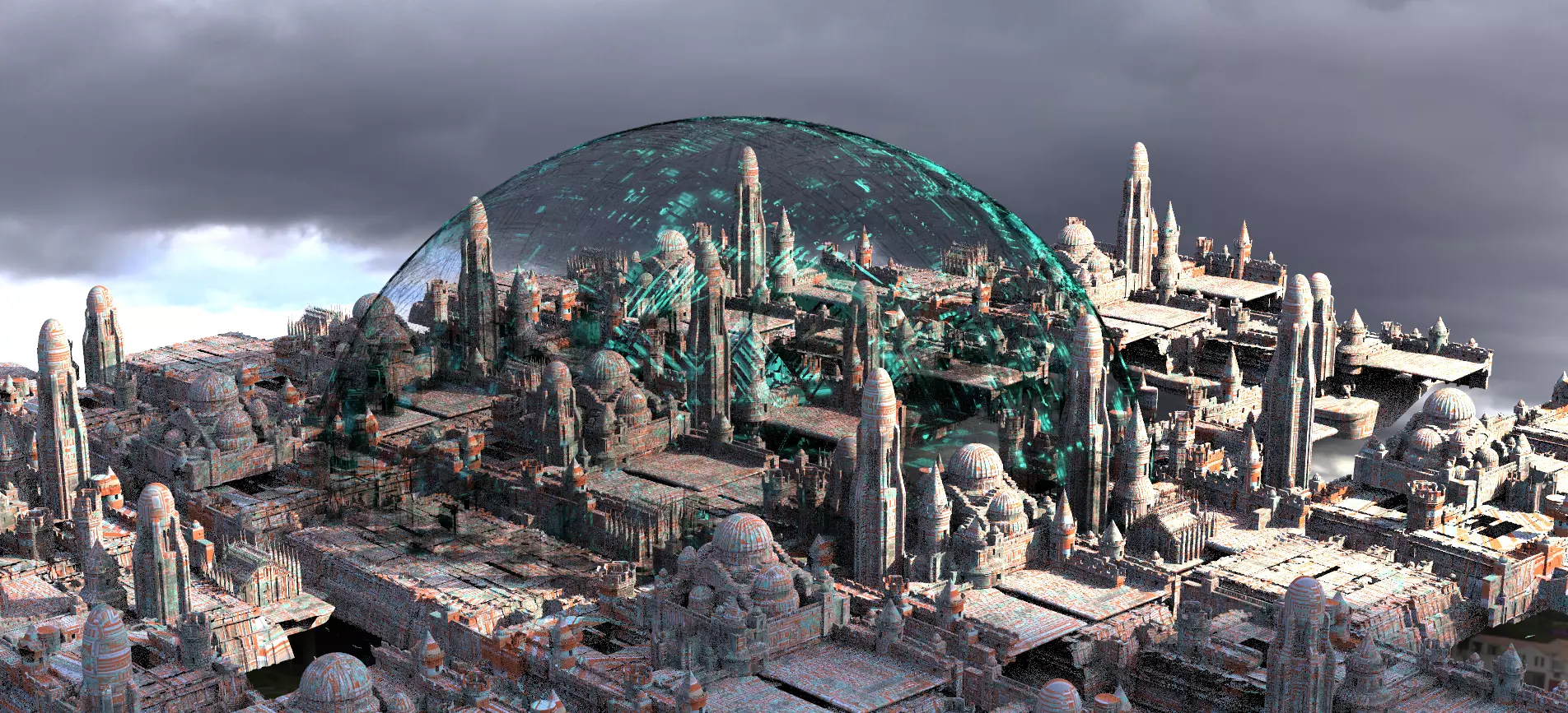 Sci fi city Energy Barrier 3D model_0