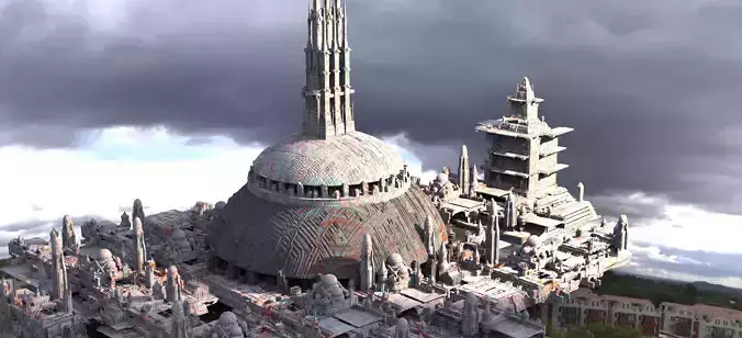 Stars Wars influenced City dome Towers Kit bash 2 3D model