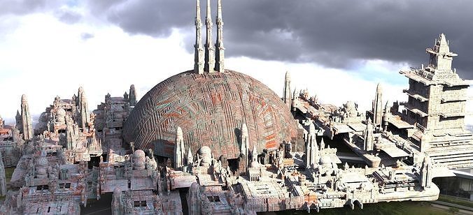 Stars Wars influenced City dome Towers Kit bash 3 3D model