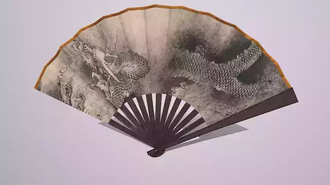 Folding fan Low-poly 3D model