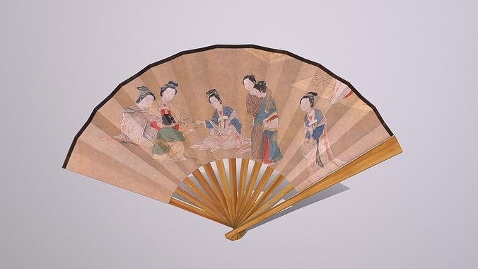 Folding fan Low-poly 3D model