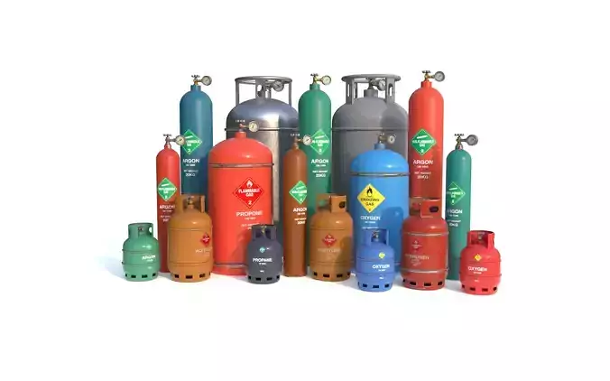 Gas cylinders collection Low-poly 3D model