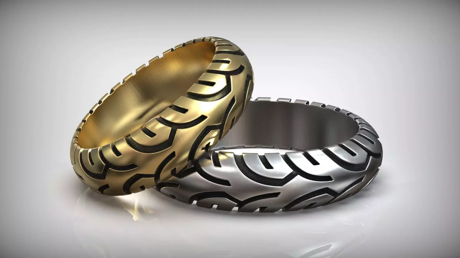 Moto Tire Tread Wedding Ring 3D print model_0