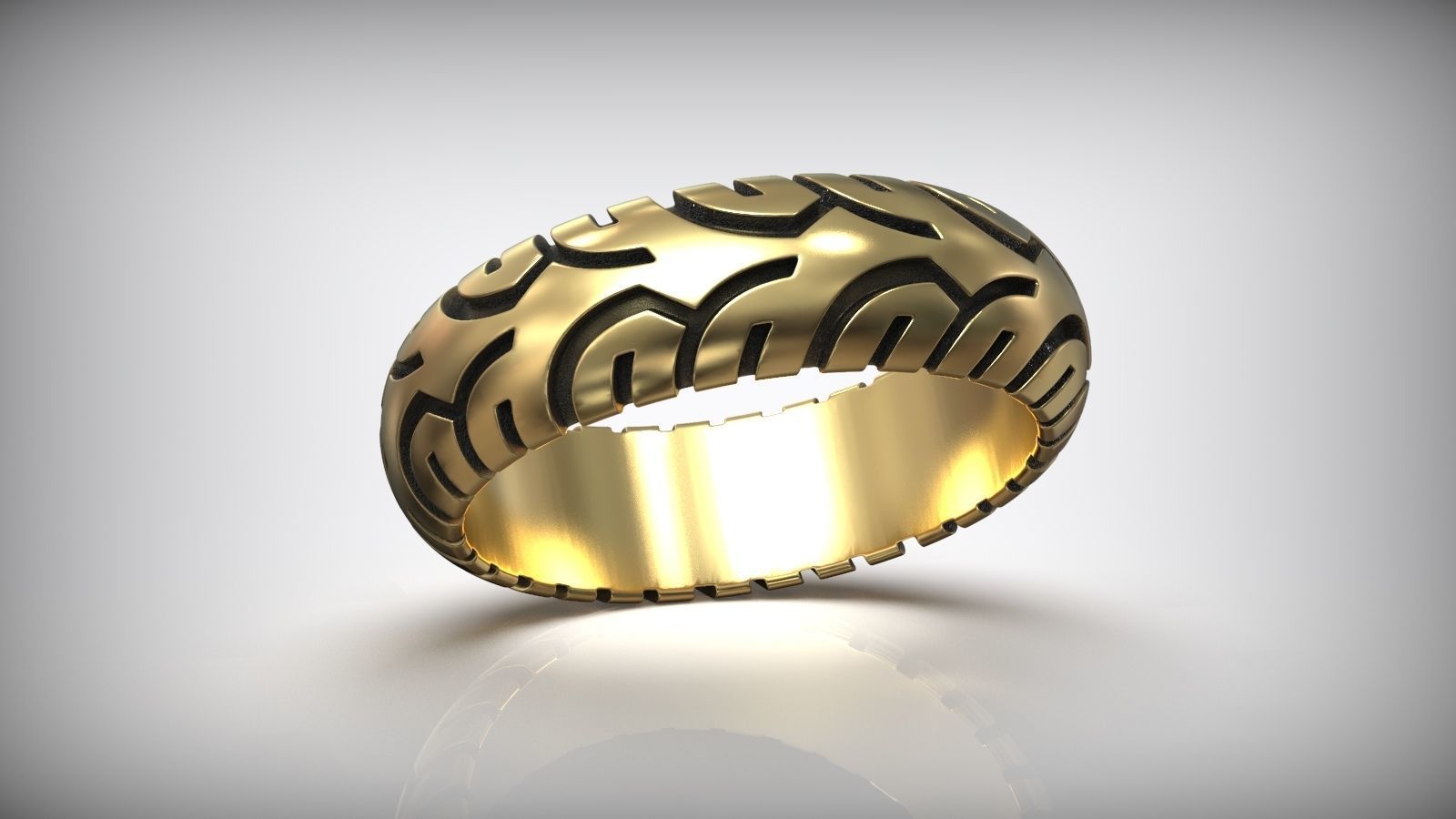 Moto Tire Tread Wedding Ring 3D print model_4