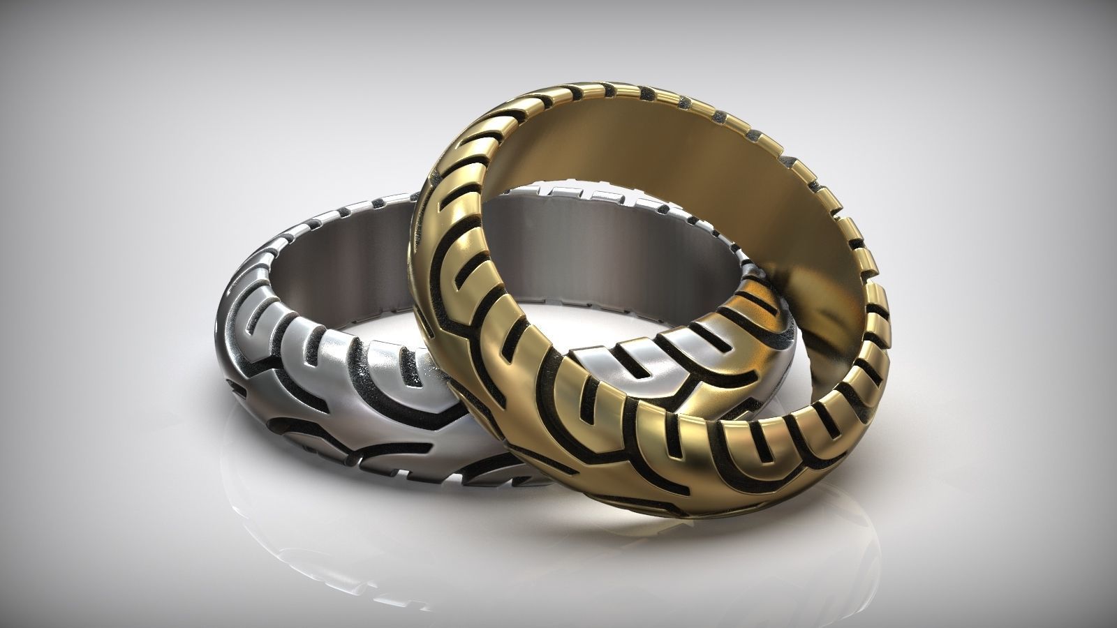 Moto Tire Tread Wedding Ring 3D print model_2