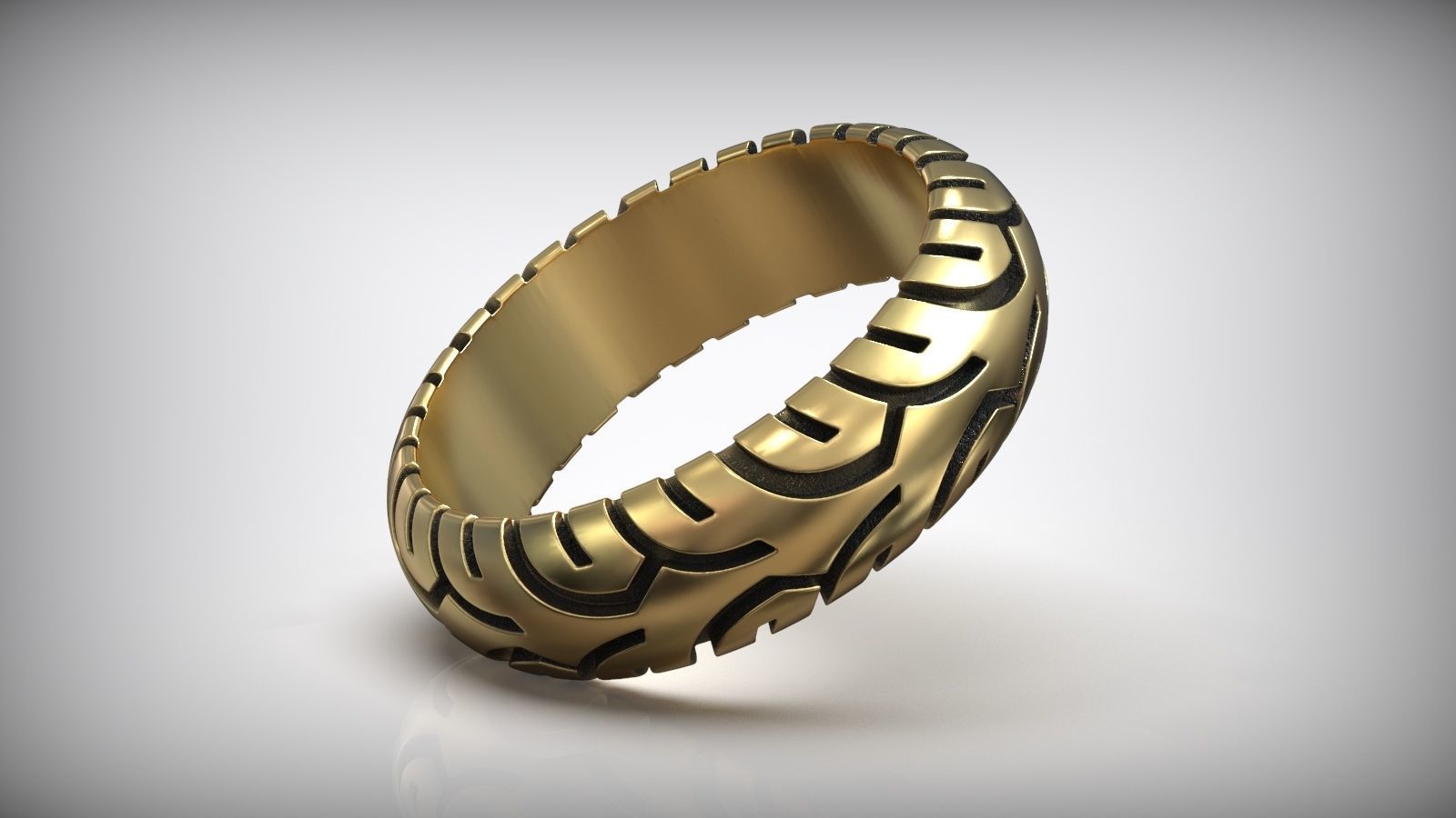 Moto Tire Tread Wedding Ring 3D print model_5