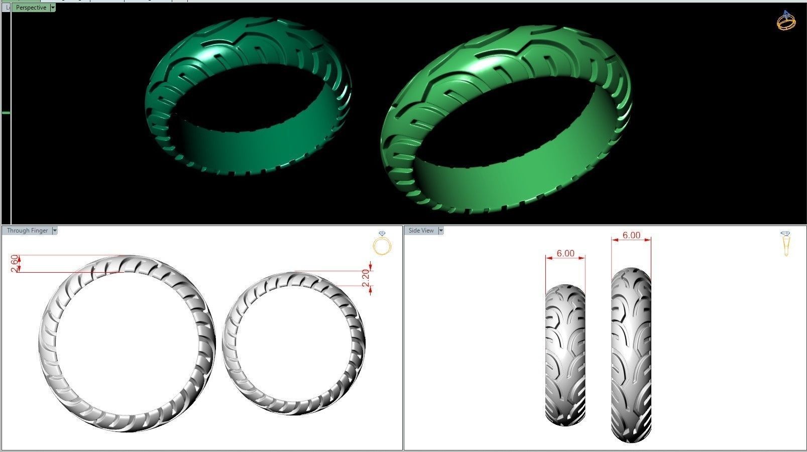 Moto Tire Tread Wedding Ring 3D print model_6