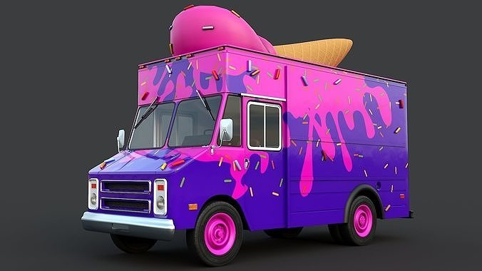 Step Van Ice Cream Low-poly 3D model 5