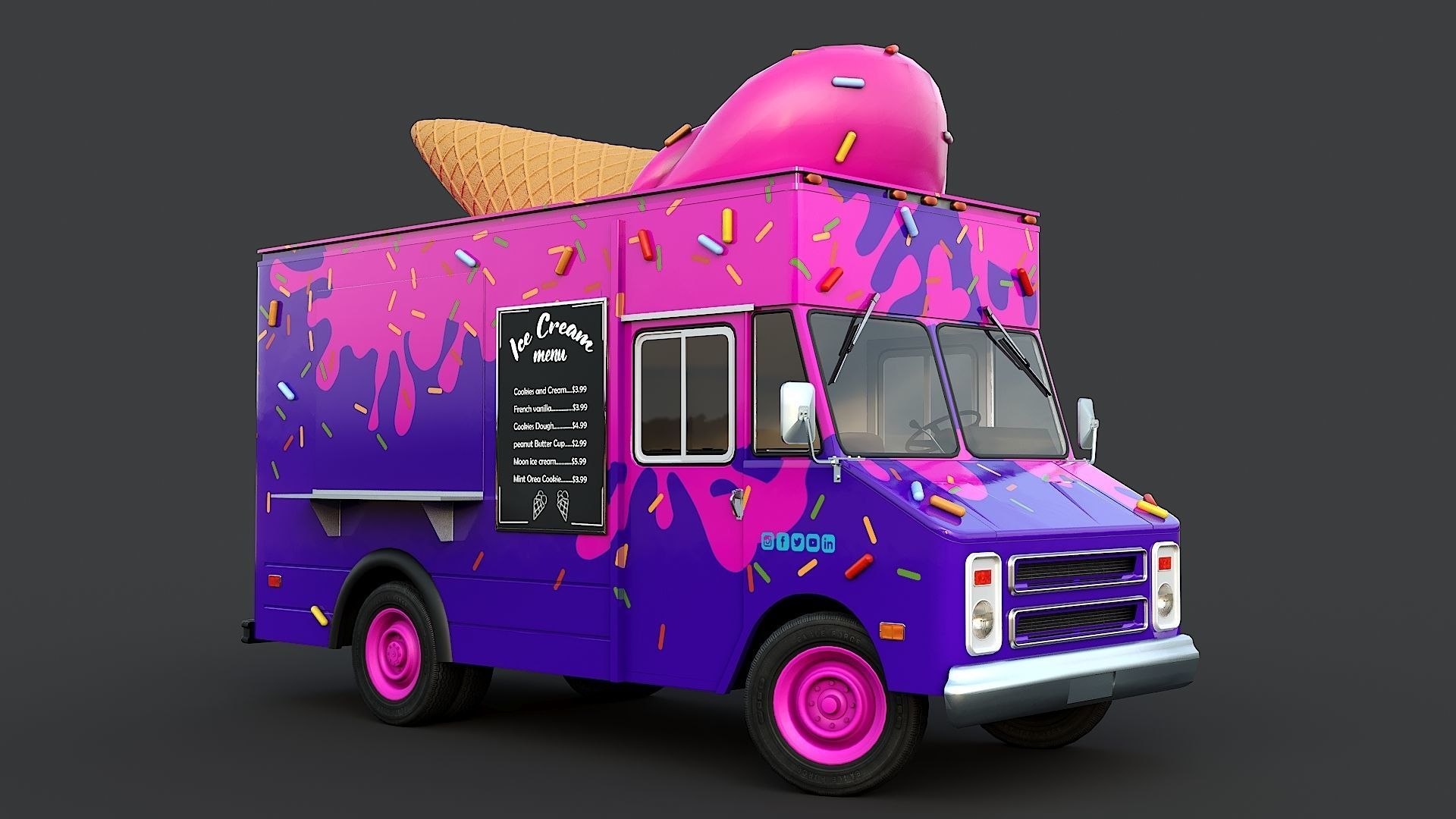 Step Van Ice Cream Low-poly 3D model_8