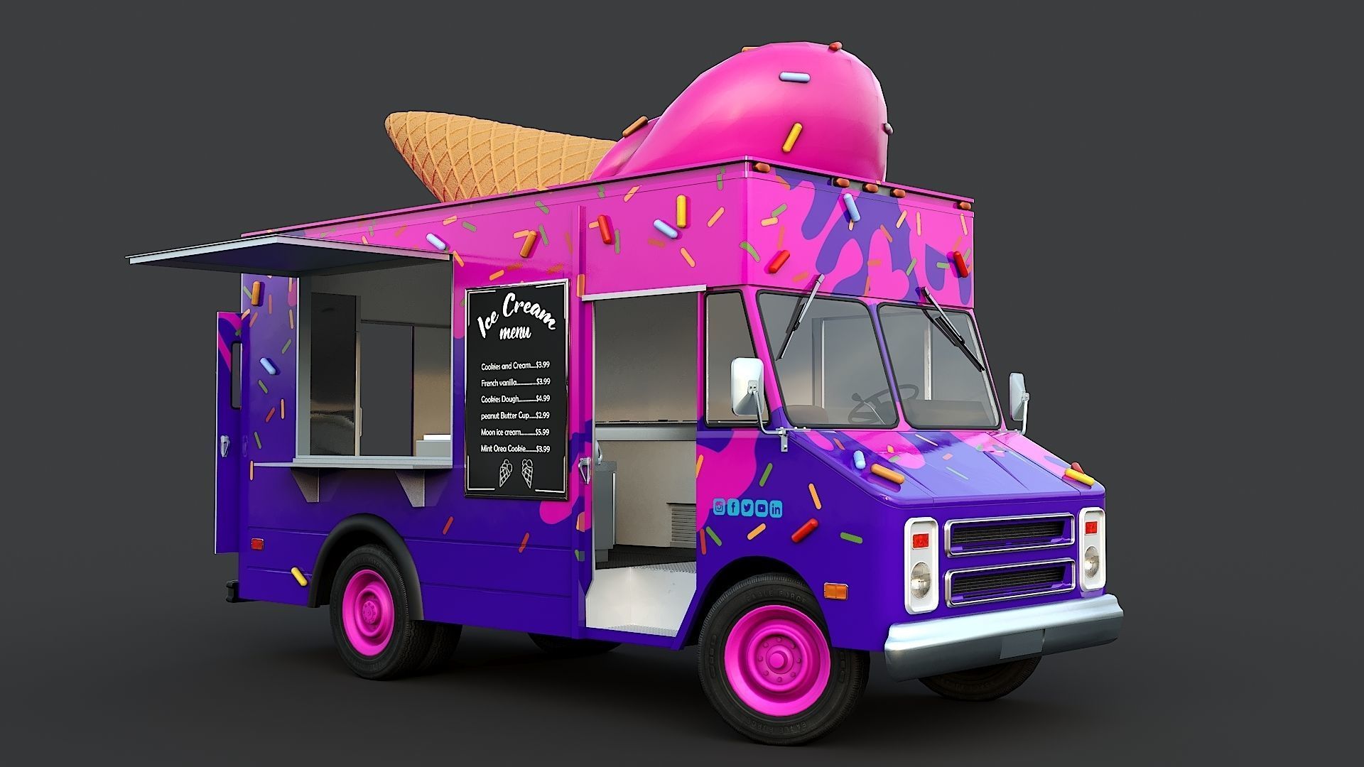 Step Van Ice Cream Low-poly 3D model_7