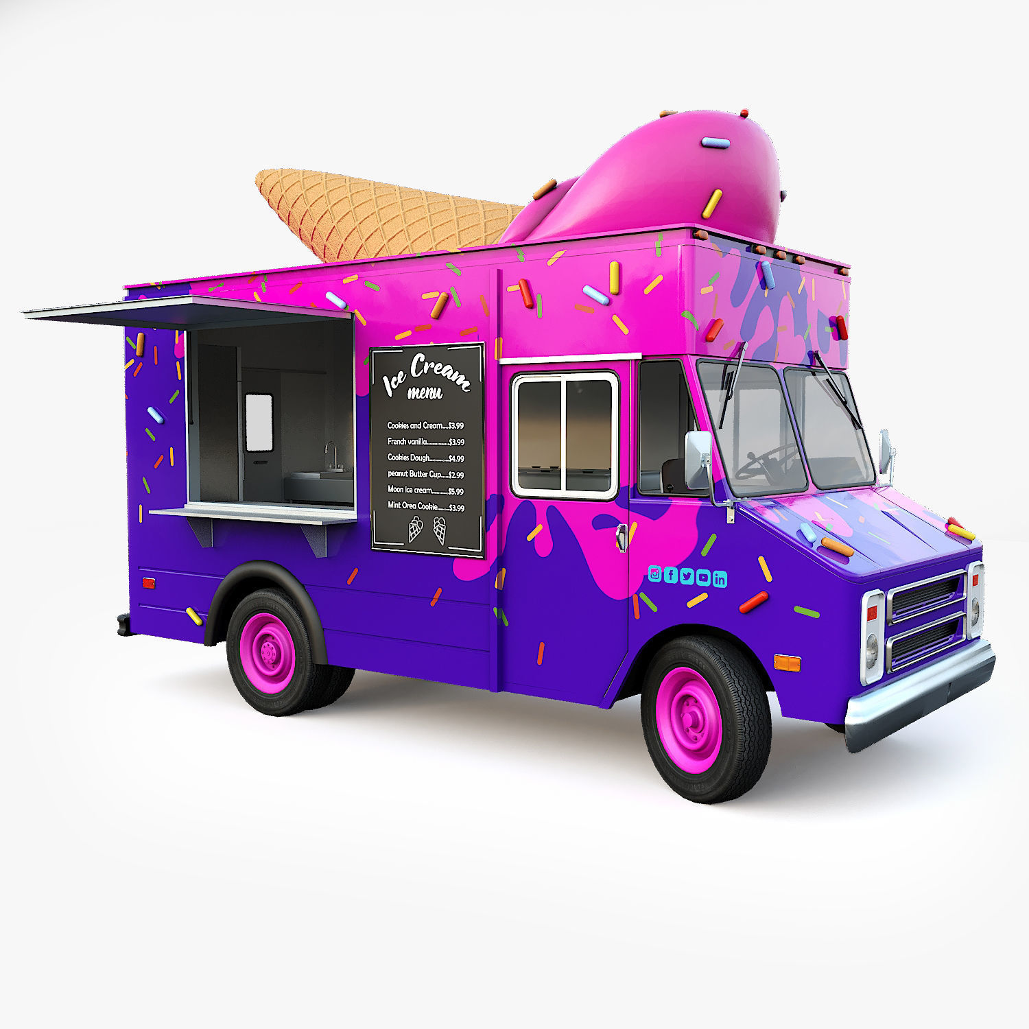Step Van Ice Cream Low-poly 3D model_3