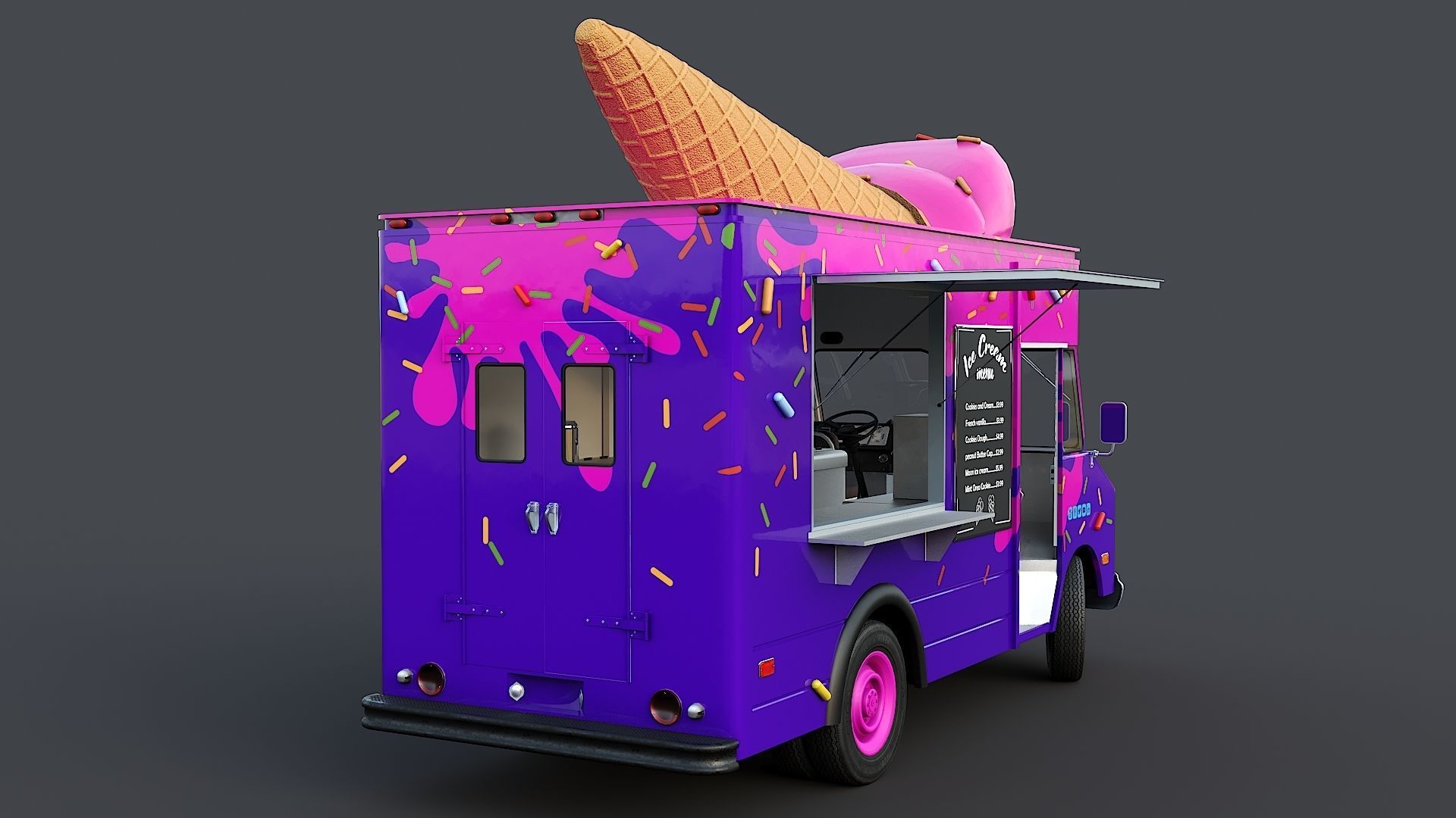 Step Van Ice Cream Low-poly 3D model_13