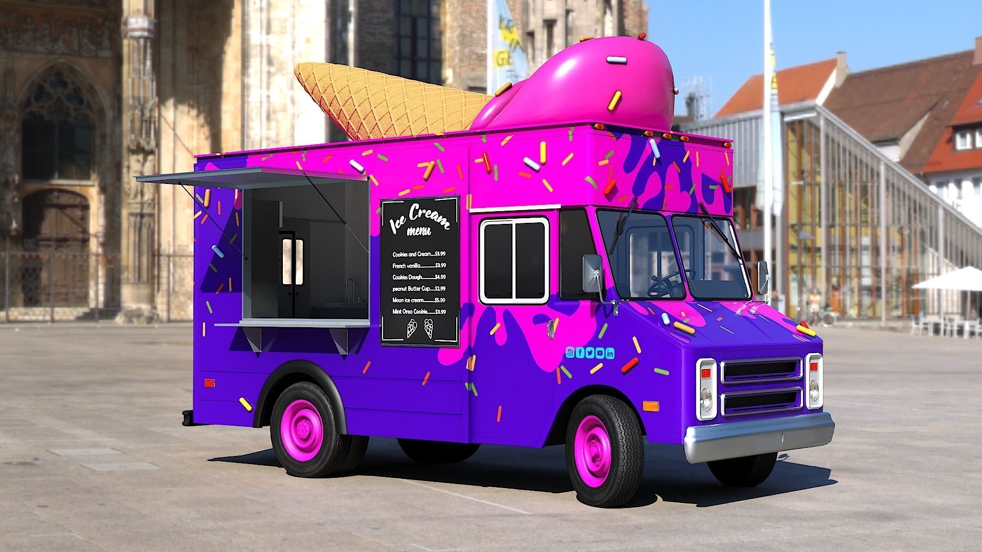 Step Van Ice Cream Low-poly 3D model_0