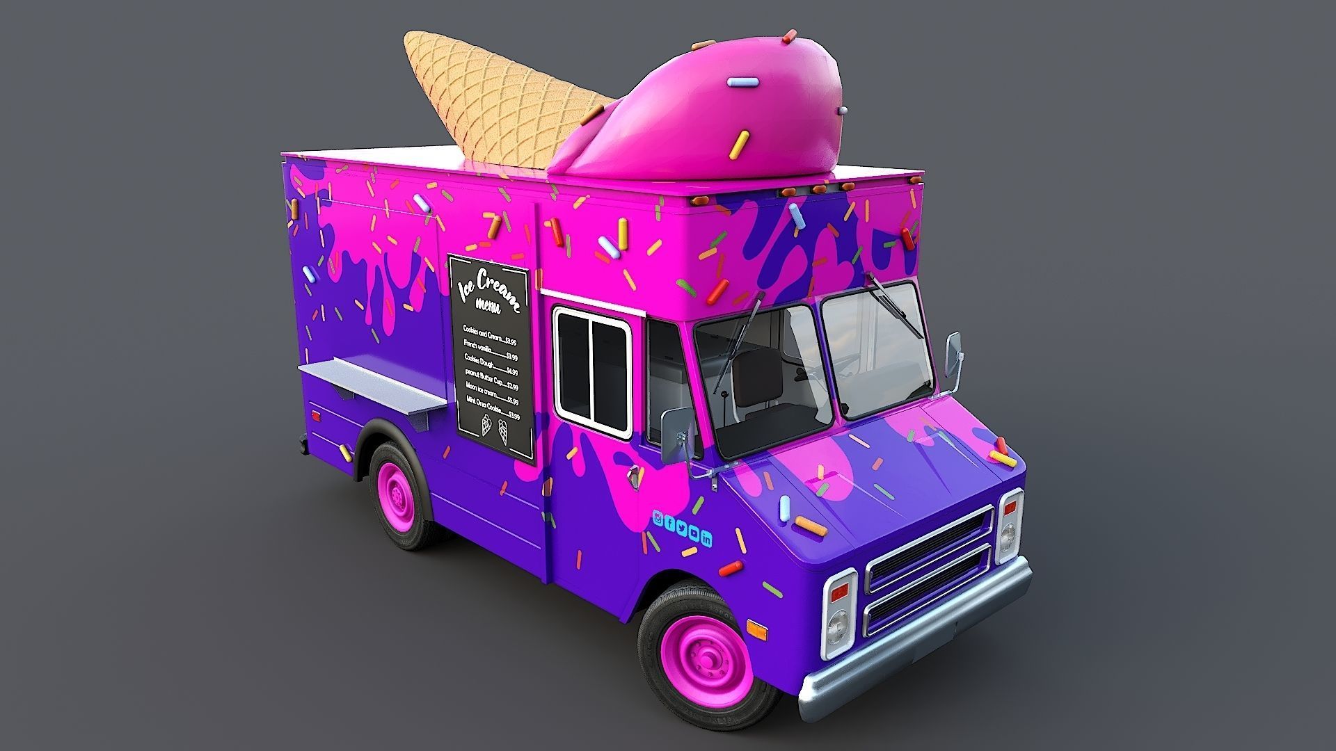 Step Van Ice Cream Low-poly 3D model_5